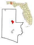 Walton County Florida Incorporated and Unincorporated areas De Funiak Springs Highlighted